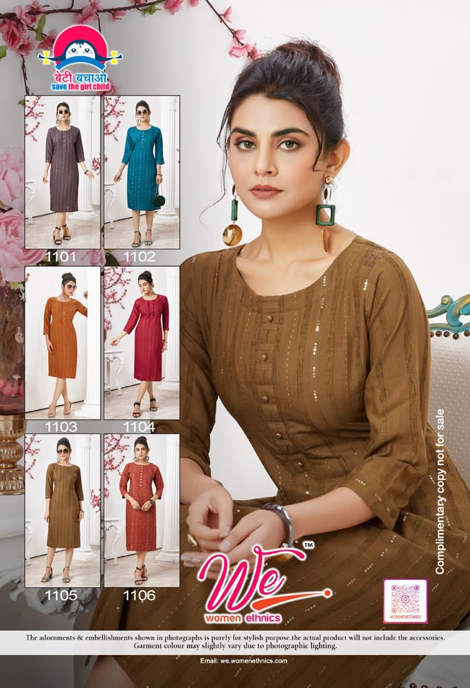 Eva By We 1101 To 1106 Designer Kurtis Catalog
